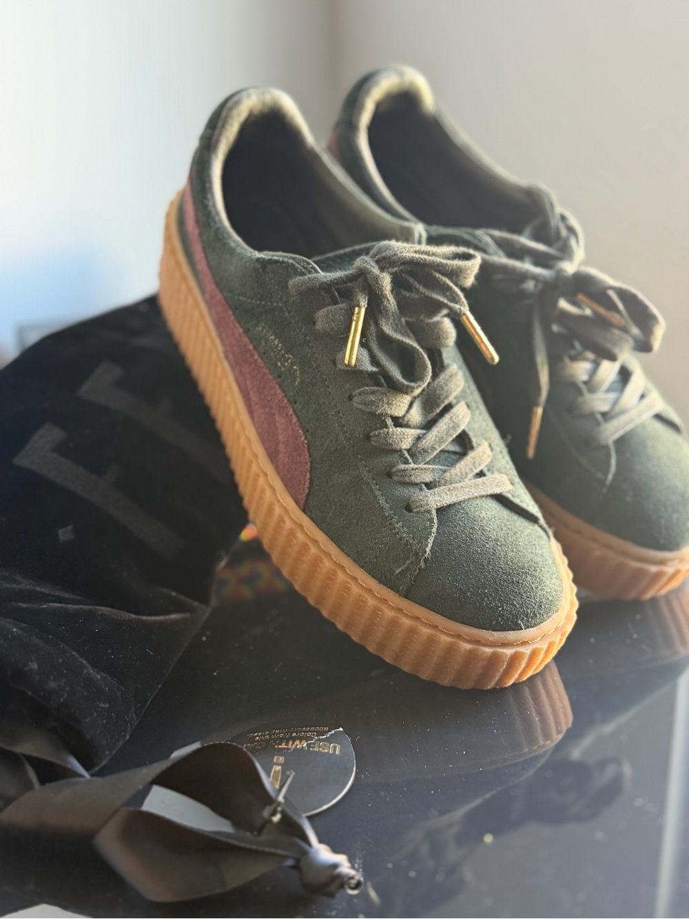 Puma x Rihanna Fenty Suede Creeper Green Bordeaux Gum w/ original dust bag - Picture 5 of 7